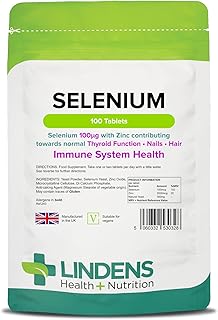 Selenium 100mcg & Zinc - 100 Tablets - UK Made - Contributes to Healthy Skin, Nails & Hair, Promotes Immunity & Thyroid Function - Vegan Friendly, GMP & Letterbox Friendly