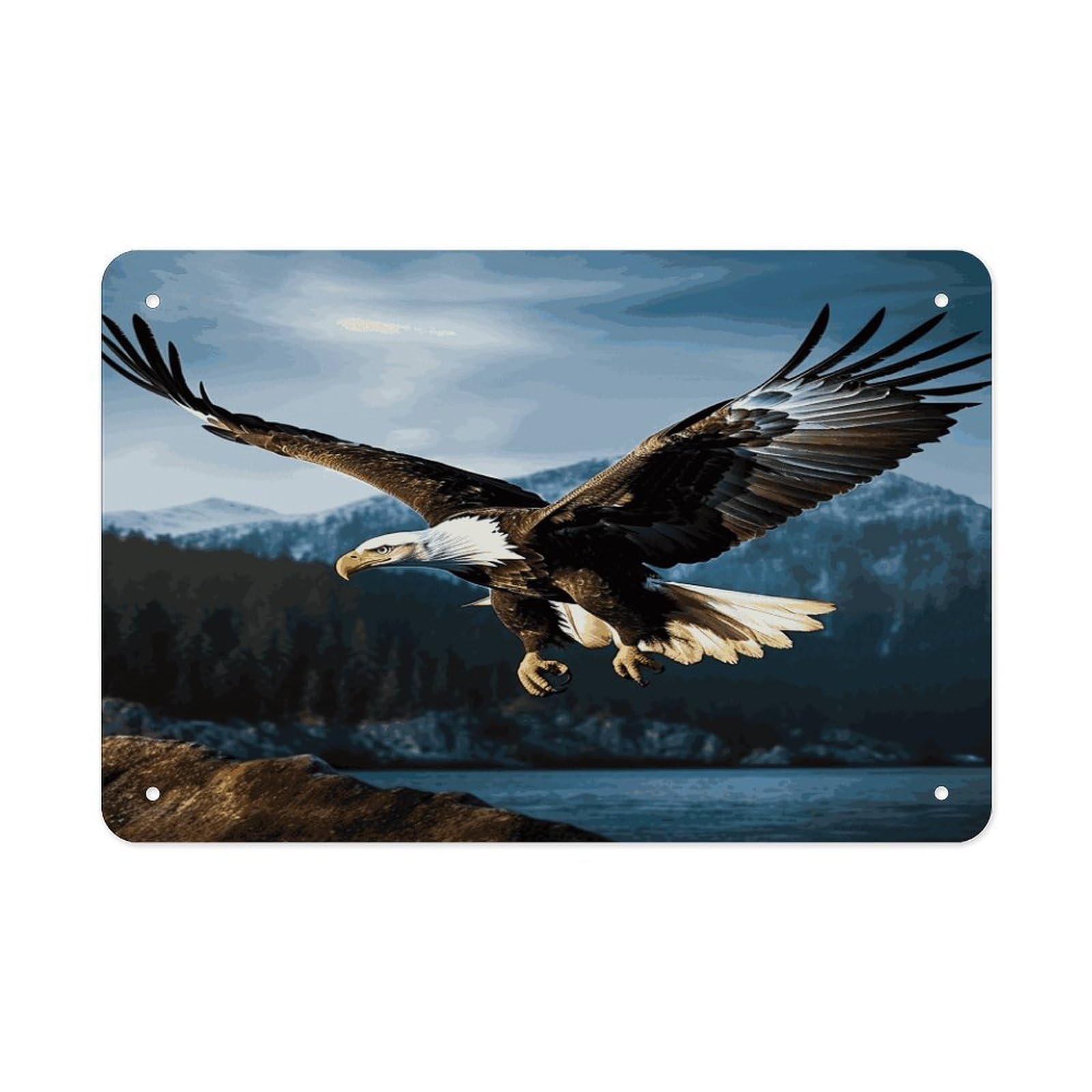 Fodpand Style Eagle At Hunting Wall Art Metal Signs Tin Sign