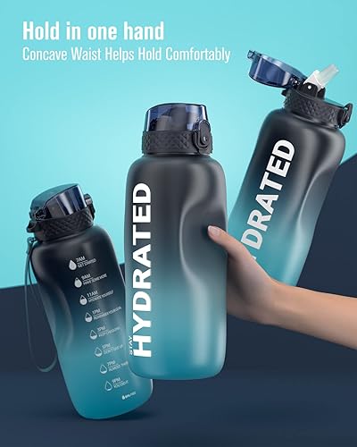 Miniatura 6 de Gohippos Botellas de agua con tiempos para beber, botella de agua de 27 onzas con pajilla, botella de agua motivacional para gimnasio, escuela,