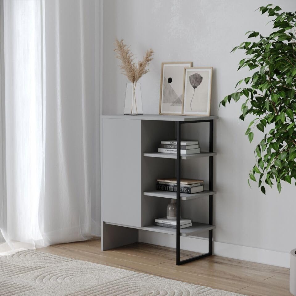 URBNLIVING 60cm Wood Steel Living Room 1 Door Bedside Cabinet Shelf ...