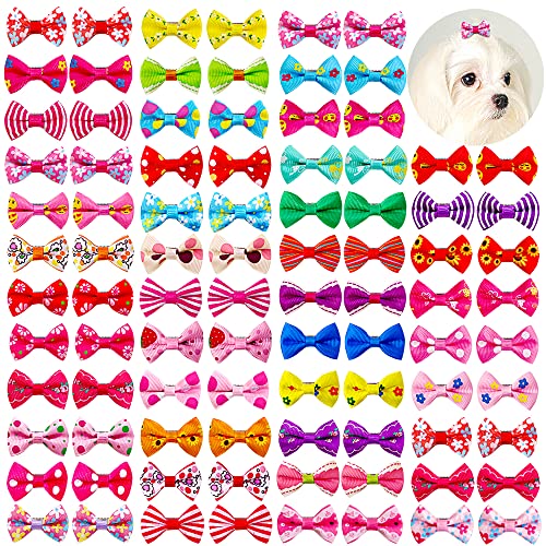 Mruq Pet 80Pcs Dog Bows Clips, Bulk Cute Mini Pet Small Youkie Dog Hair Bows With Clips thumb #1