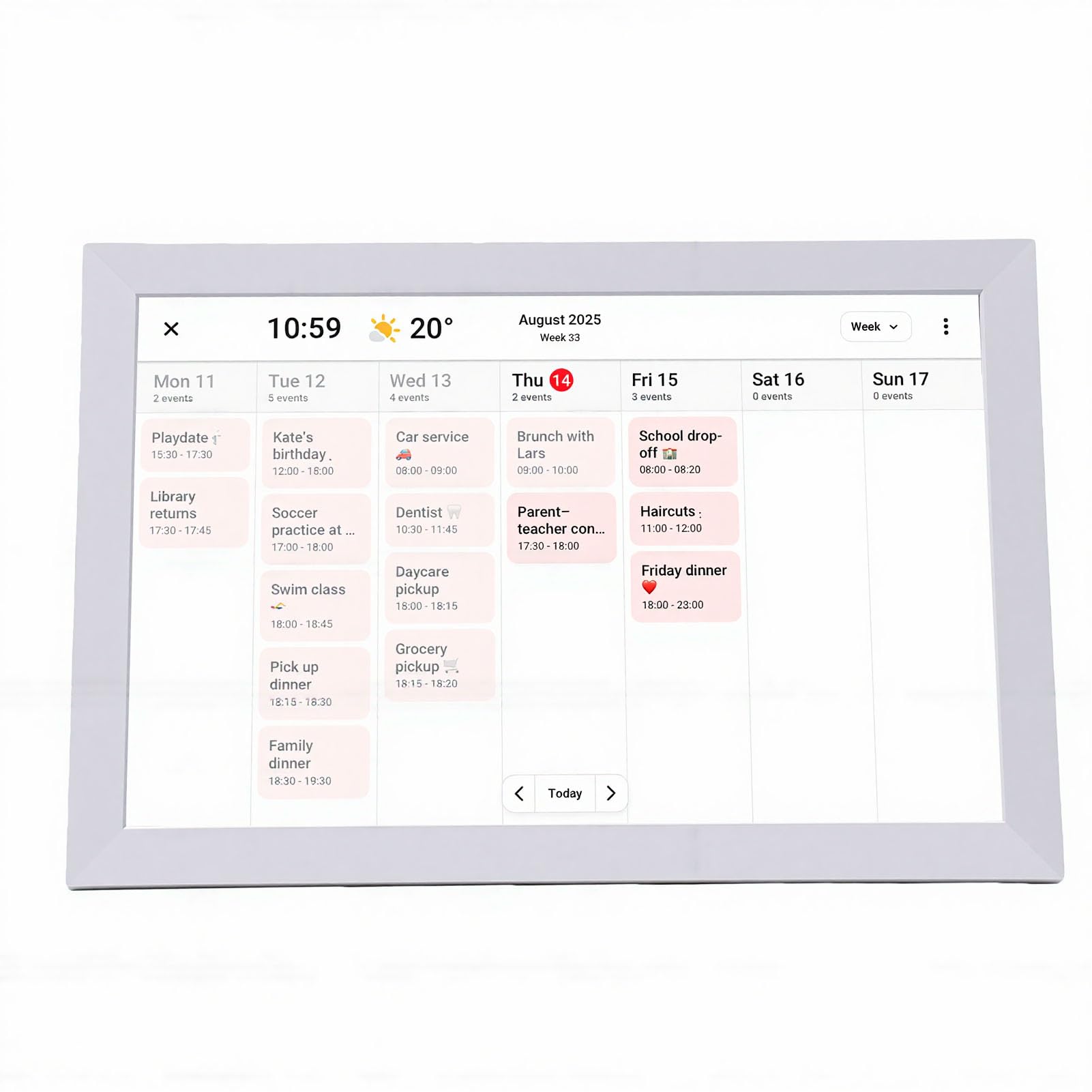 PUSOKEI Calendario Digitale Touchscreen HD da 10,1 Pollici Calendario Intelligente con Grafico dei Lavori Domestici per l'ufficio Domestico, Agenda Familiare Digitale con Connessione WiFi Programma