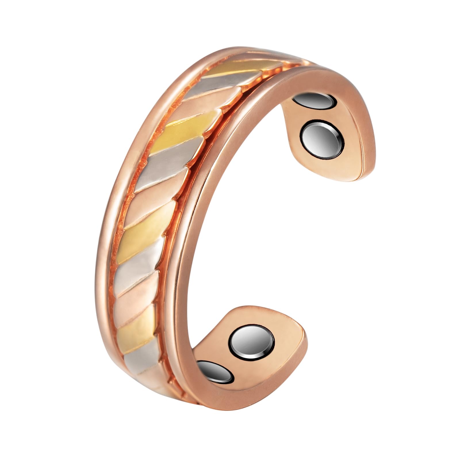 S925 Bague magnétique en argent pour l'arthrite 3500 gauss 4 aimants, soulage efficacement la douleur de l'arthrite et favorise la circulation sanguine, 2.3 pouces