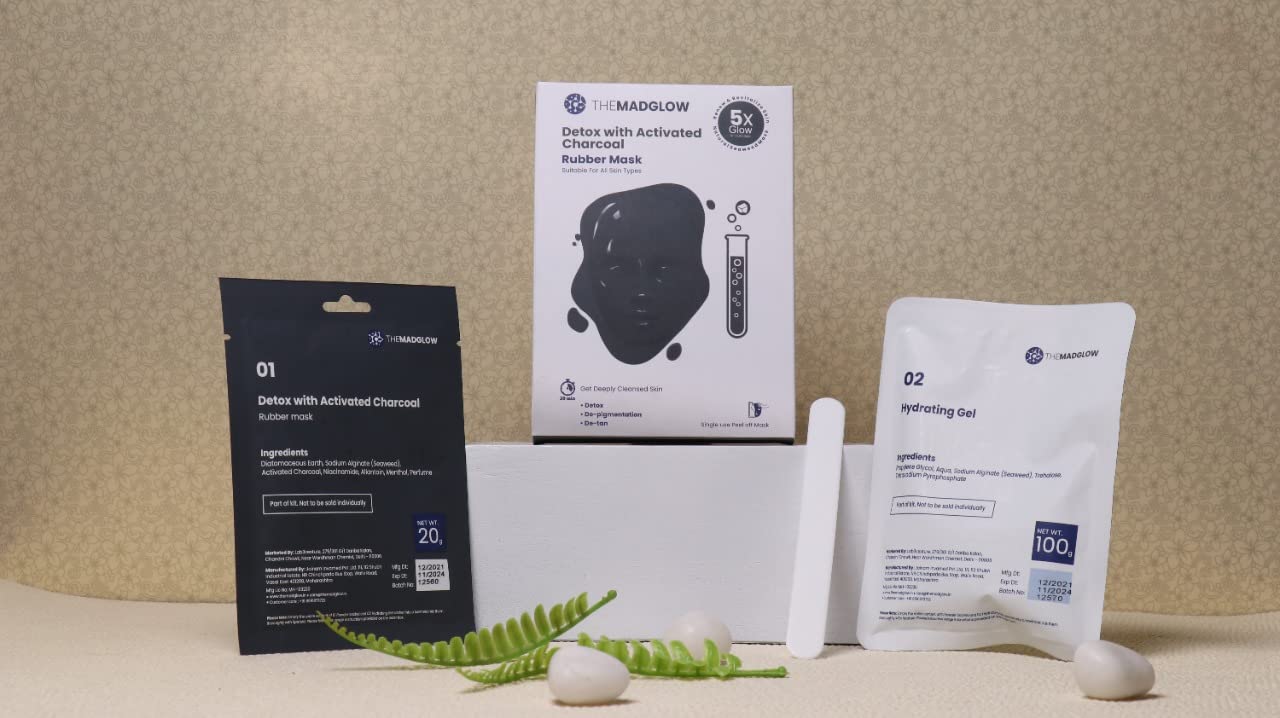 TheMadGlow Activated Charcoal Seaweed Peel off Face Mask | Contains Seaweed Powder & Hydrating Gel | 120 gm | Detox & Deep Cleansing | Blackhead Removal