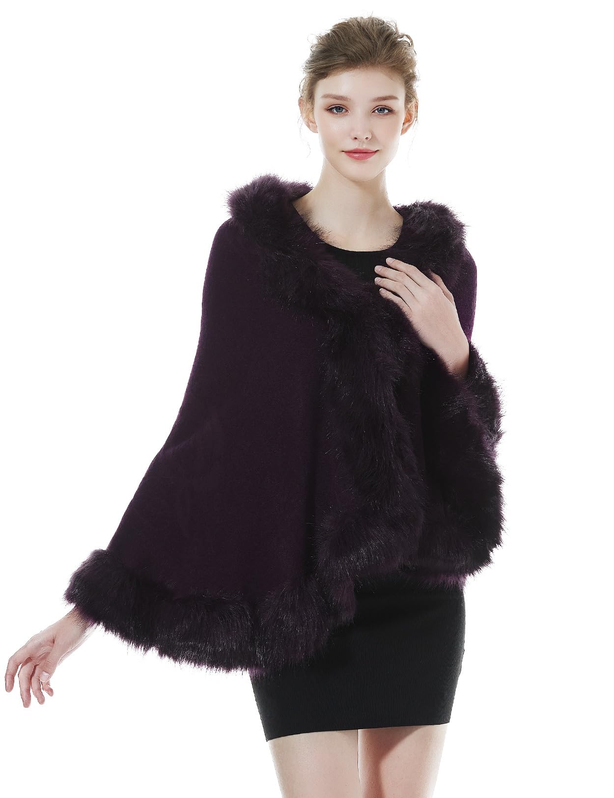 BEAUTELICATE Faux Fur Shawl Wrap Stole Shrug Bridal Winter Wedding with Hook