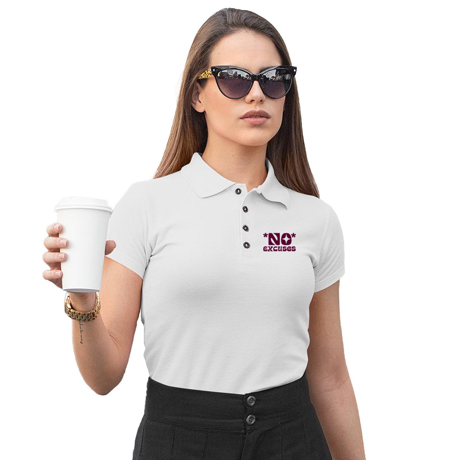 Polo Collar T Shirt for Women | Office Collar Tshirt | Cotton Rich Formal T-shirt | Half Sleeve Polo Tshirts | Wrinkle-Resistant | Colors Dont Fade | Soft & Comfortable | No Excuses Design-picture-34