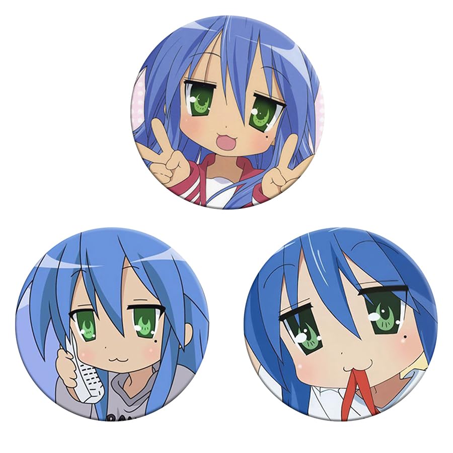 Amazon.co.jp: らきすた バッジ ブローチ 缶バッジ 3個セット 泉こなた 