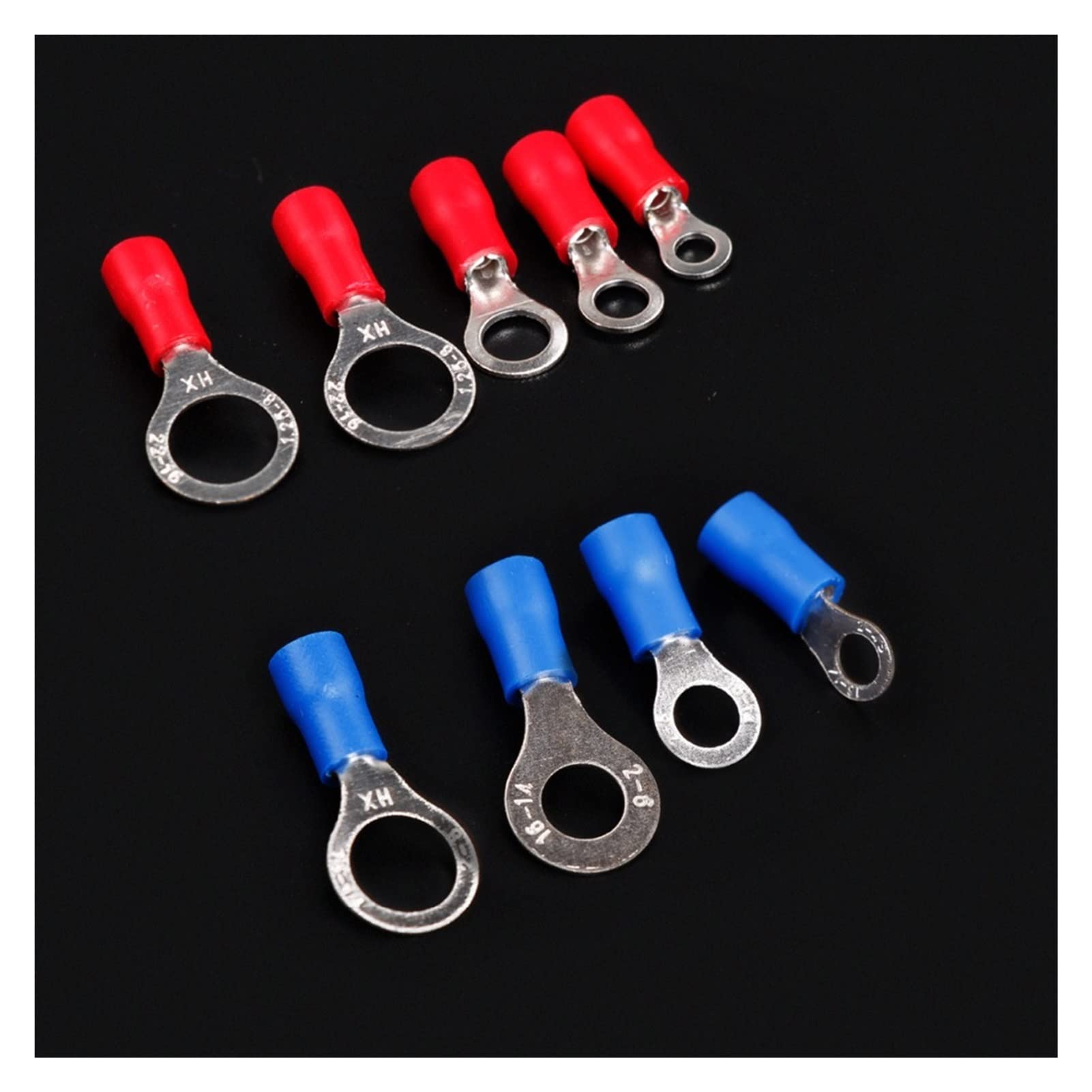 lindawang Lin 650 unids Surtido Anillo Aislado Crimp Terminal Terminal Conector Electricer Conector Set Rojo Azul Amarillo Going