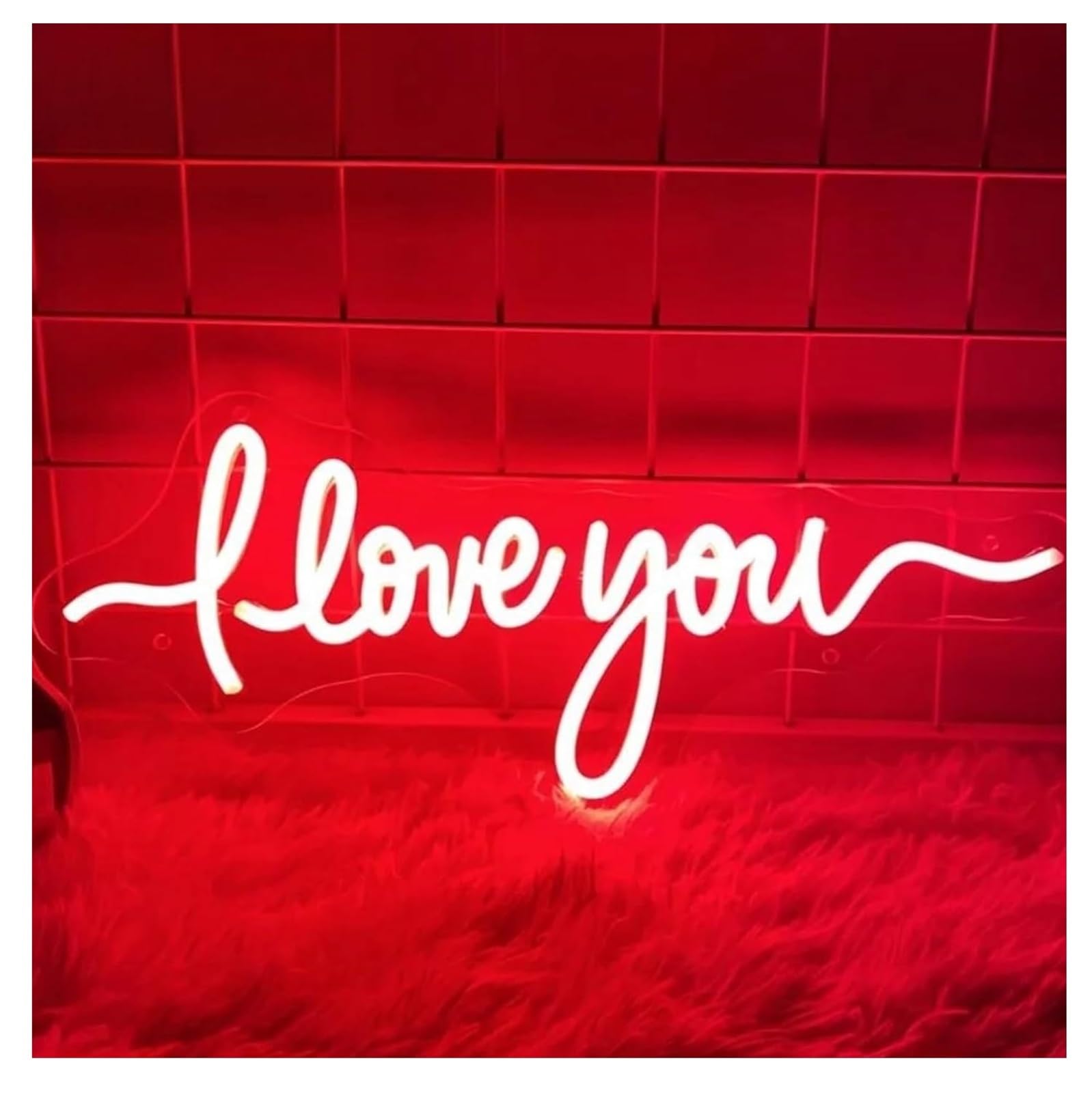 Zynther Neon lamp for neon Sign I Love You Bedroom Wall Hanging Decoration Signs Lamps Powered(17.6cmx40cm)