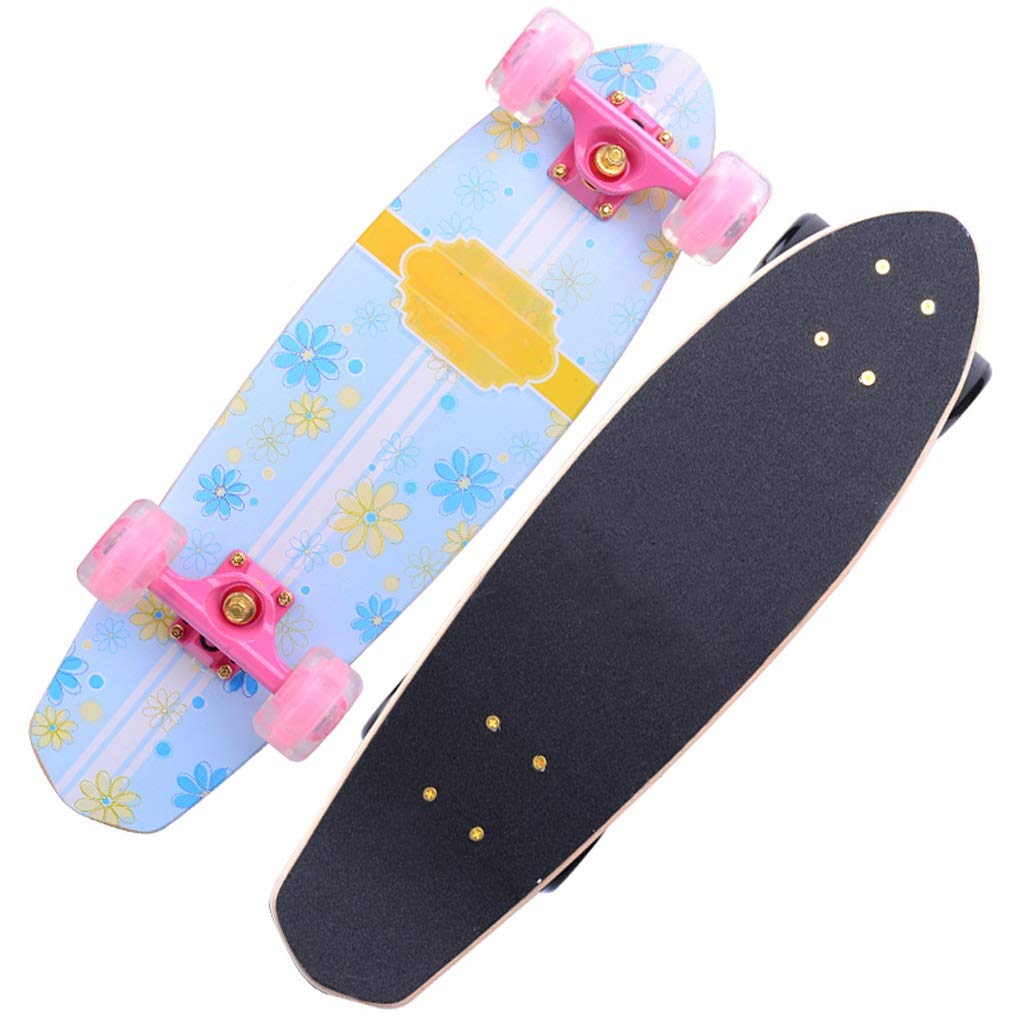22 Inch C Complete Cruiser Skateboard Deck for Kids Beginners Youths Teens Girls Boys with LED Wheels Color