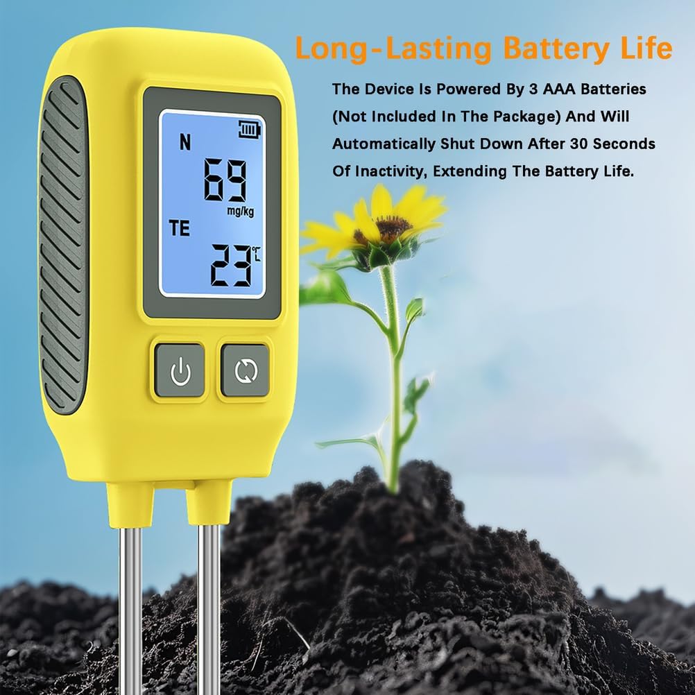 4 in 1 Soil Tester Digital - Portable Soil Nutrient Detector, Multifunctional Soil Tester Temperature Meter, for Garden Nutrients, Lawn, Plant Care, Farm