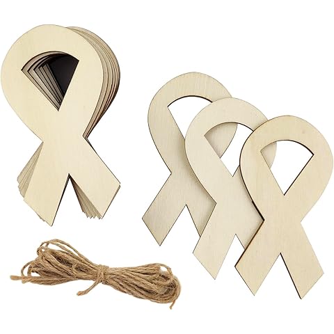 30 Pack 4 Inch Wood Ribbon Cutouts Cross Tie Crafts Unfinished Wooden Ribbon Hangin...