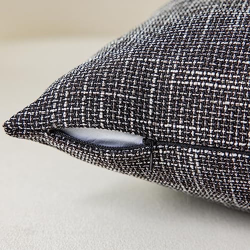 Kevin Textile Pillow Case Faux Linen Toss Soft Throw Cushion Covers For Couch, Invisible Zipper, 18X18 Inches(Set Of 2, Black) #TOP1
