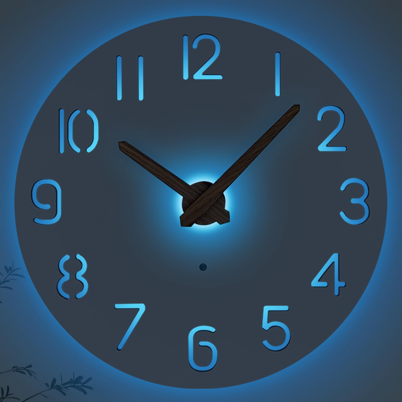 Horloge murale à piles LED bois pour voir l'heure la nuit
