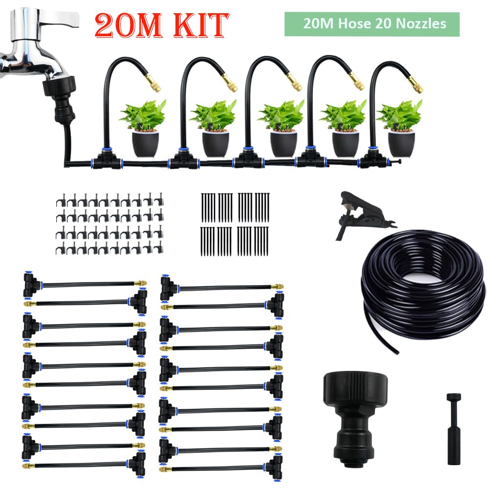 Irrigazione Automatica Per Giardino, Irrigazione Automatica, Kit Irrigazione Goccia, Ugello Universale Regolabile, Sistema Di Nebbia Di Irrigazione Goccia Da Giardino (C)