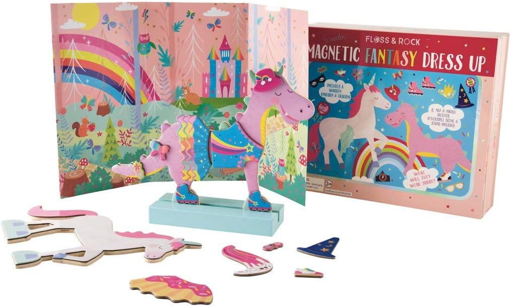 Floss & Rock 40P3550 Wooden Fantasy Dress Up Pets Magnetic Toy, Multicolor