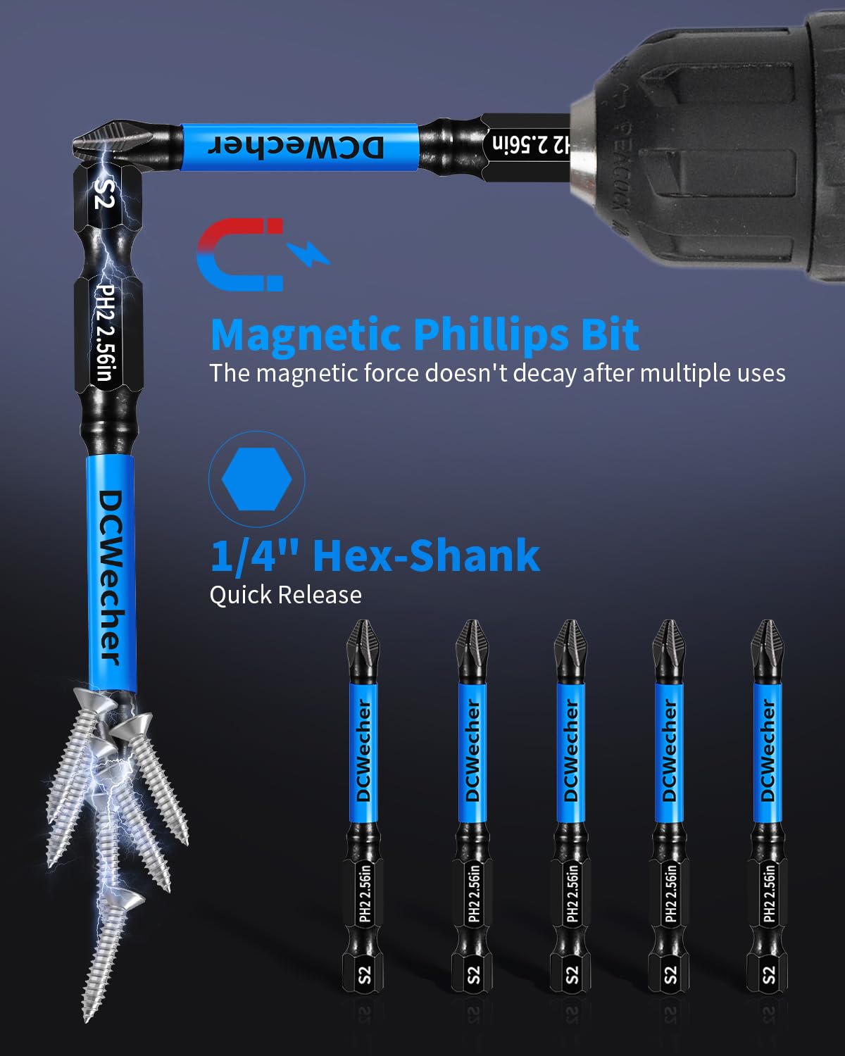 DCWecher 12-Piece Phillips Bit Set - Magnetic -6