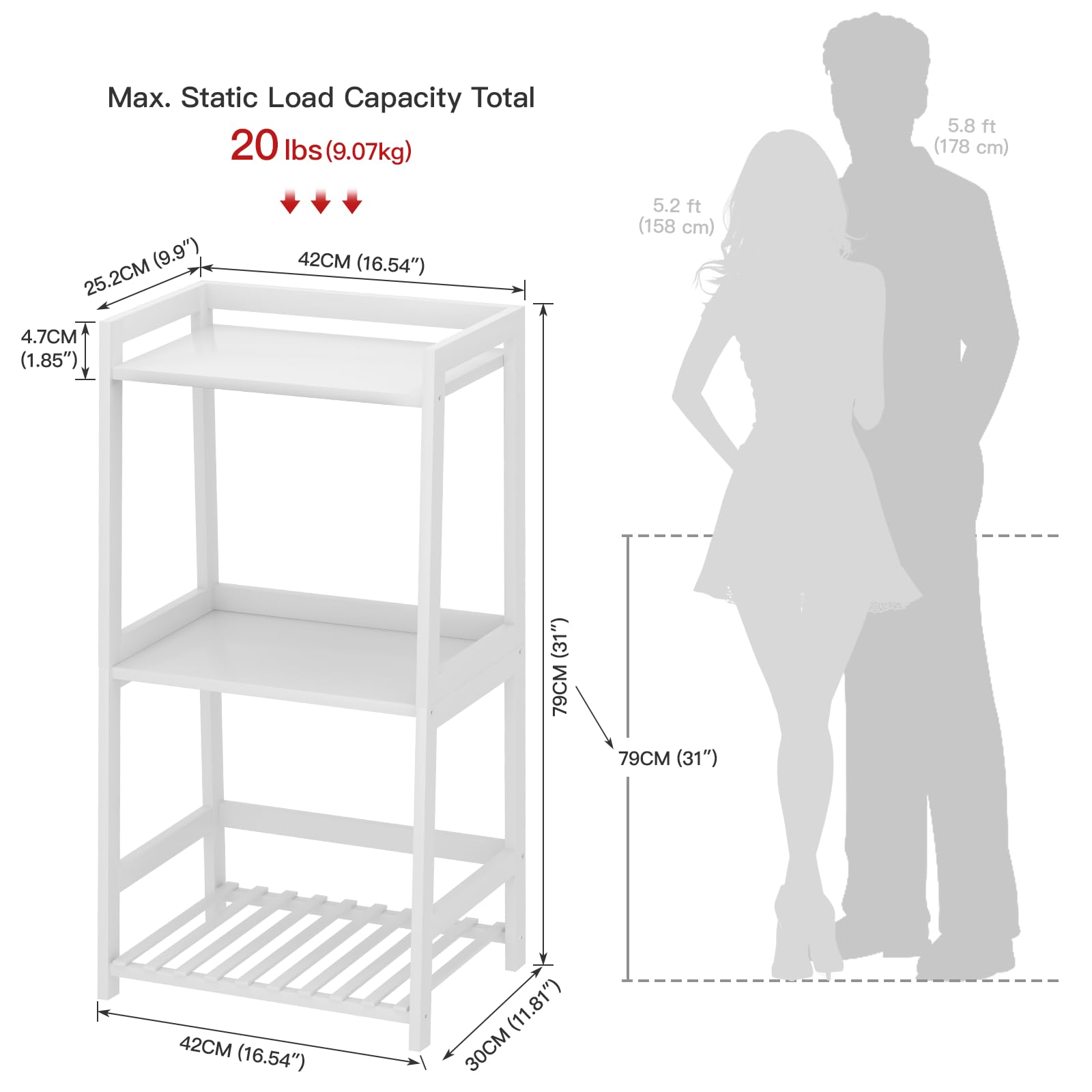 Estantes de baño de bambú de 3 niveles, estante de escalera para almacenamiento, organizador rústico para el hogar, diseño que ahorra espacio, elegante mesita de noche, solución de 6