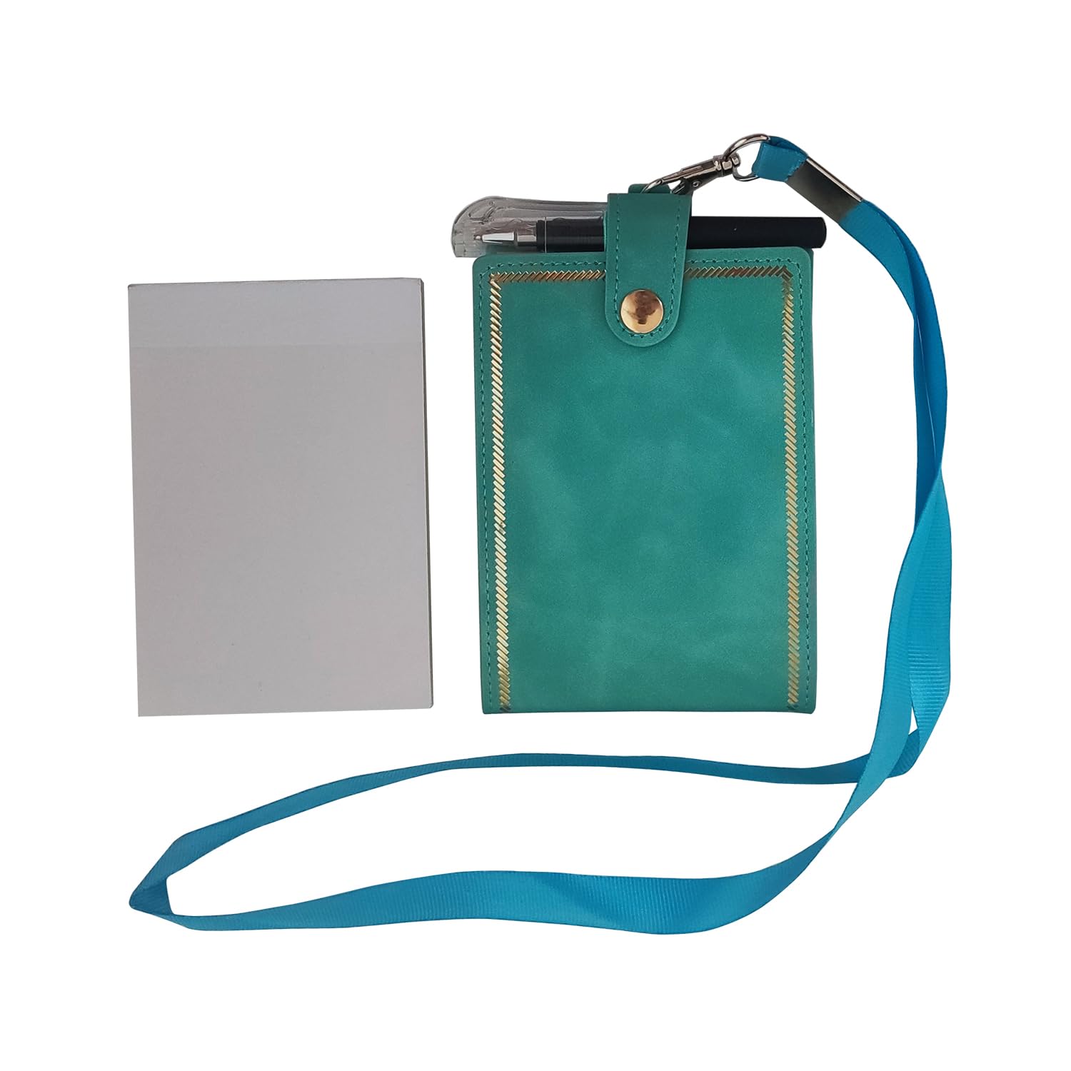 Teanea Bloc de notas pequeño recargable con cordón y bolígrafo, bloc de notas para ancianos, azul claro + 1 recambio