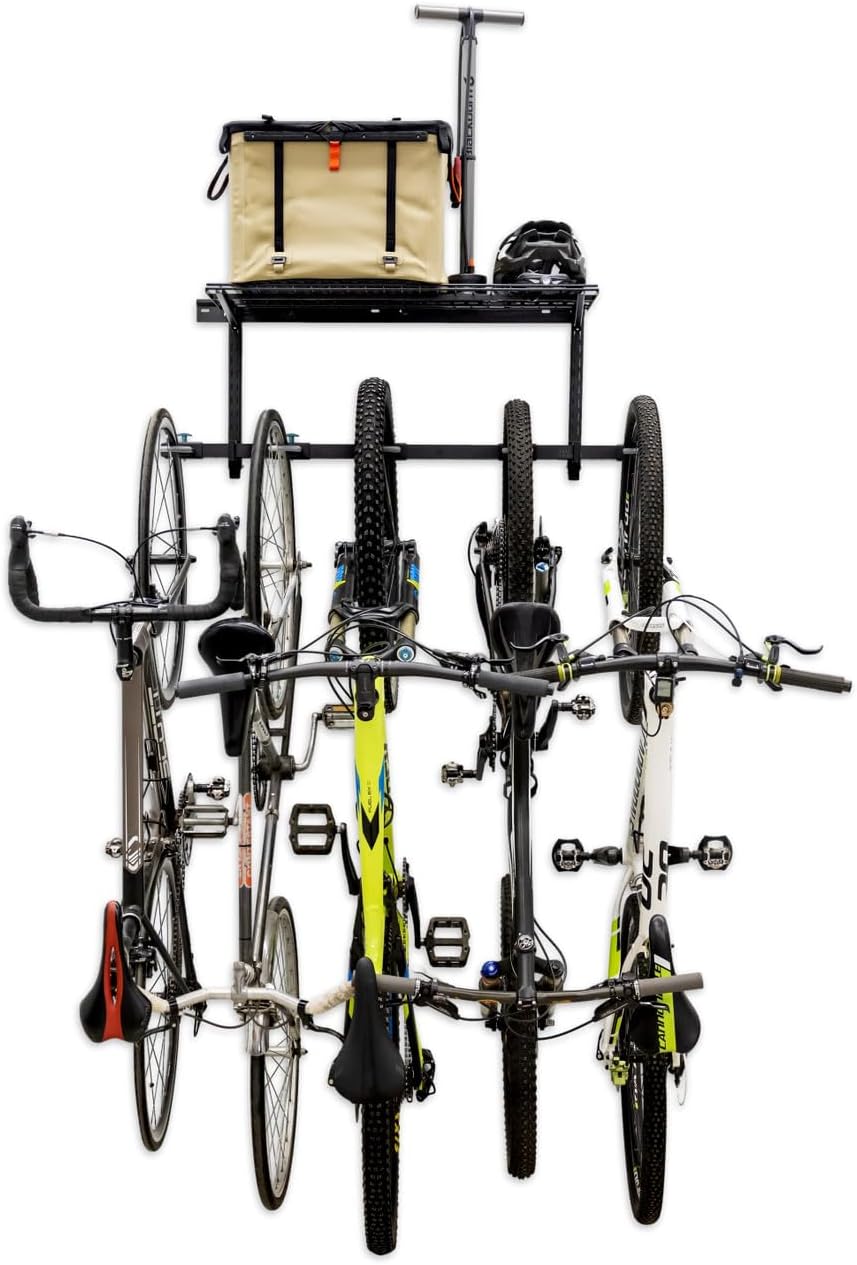 Teal Triangle G-Bike Wire Shelf | Adjustable Wall Storage System | Holds 5 Bikes
