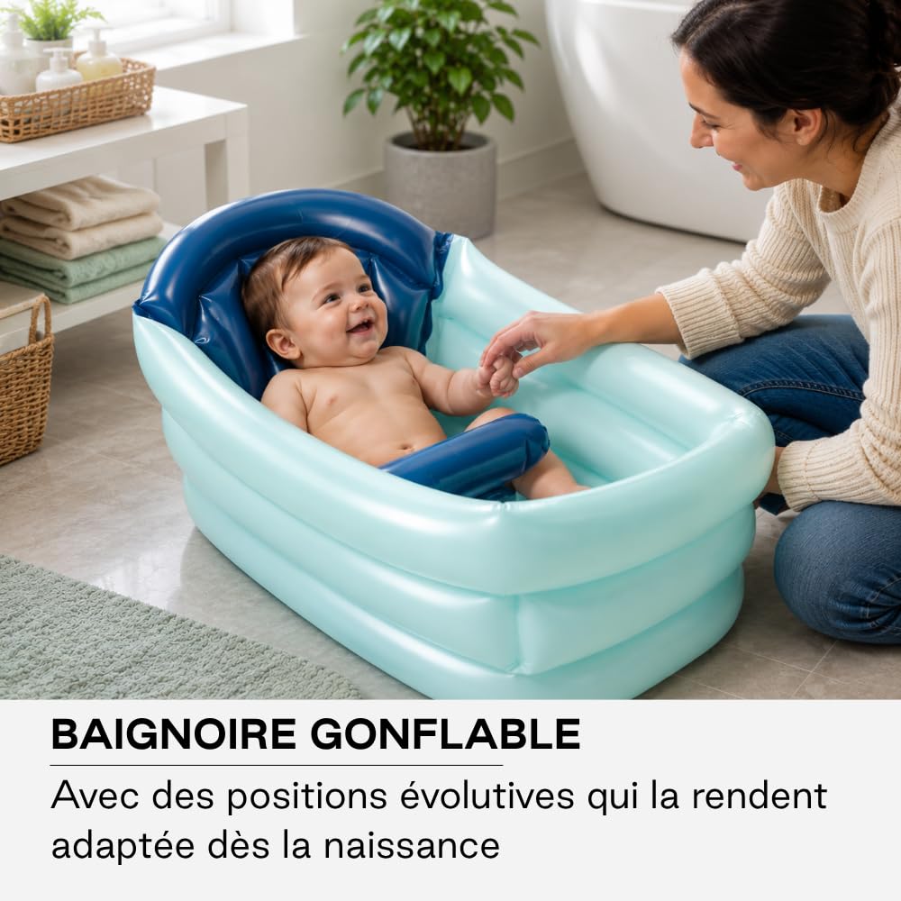 Jané Baignoire Gonflable Bébé 3 Positions 30L Antidérapante Bleu