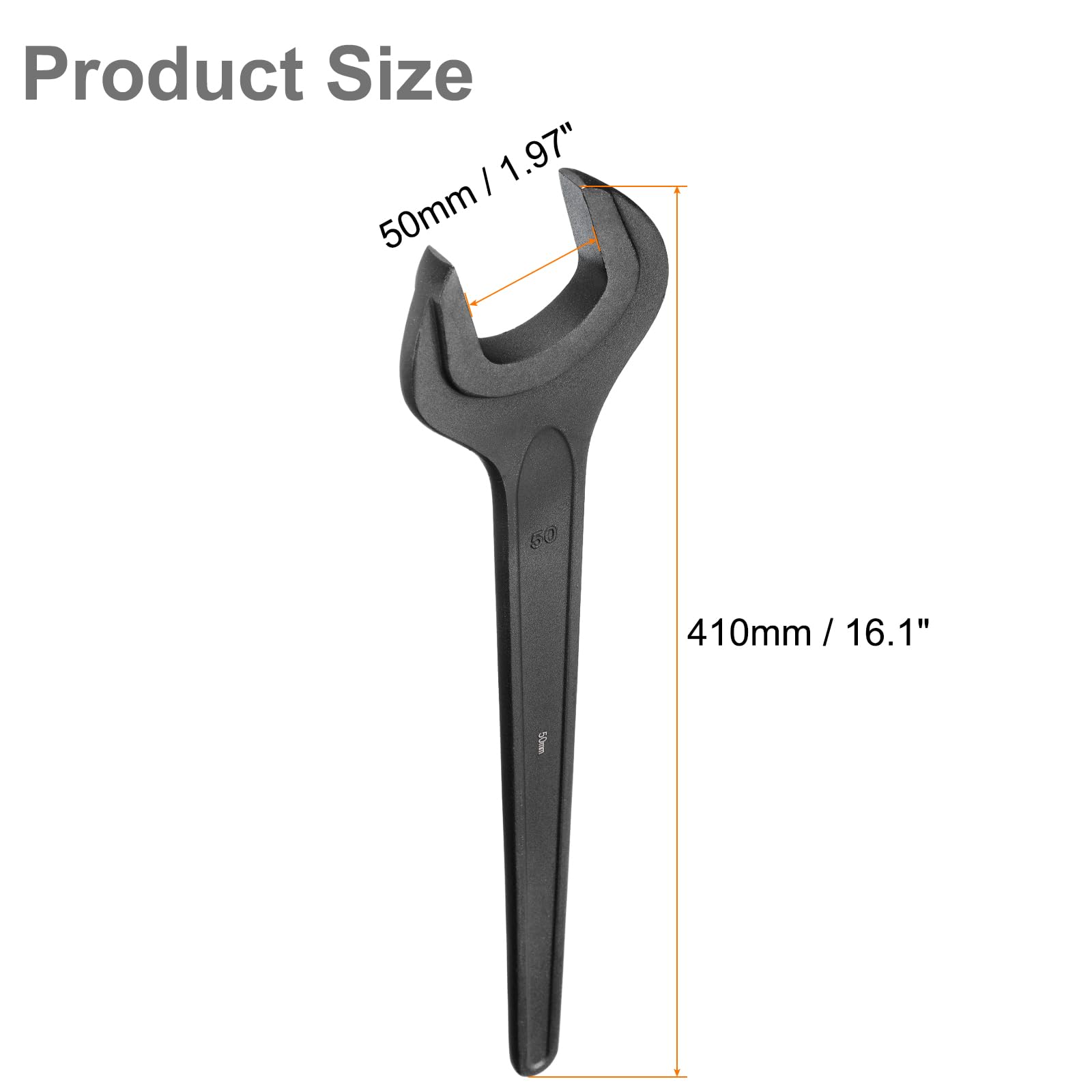 QUARKZMAN Llave Fija De Una Boca 50mm Llave De Extremo Abierto Acero CR-V Grueso Para Reparación De Automóviles Y Ensamblaje De Muebles Negro