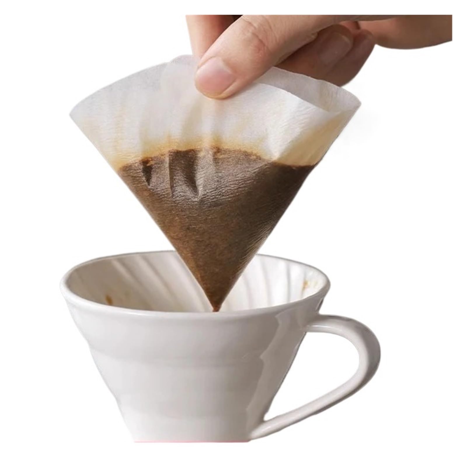 400 unidades de papel de filtro de café V01/V02 de alta eficiencia for cafeteras de goteo manual y cafeteras americanas.(400pcs WHITE,V02(2-4 servings))