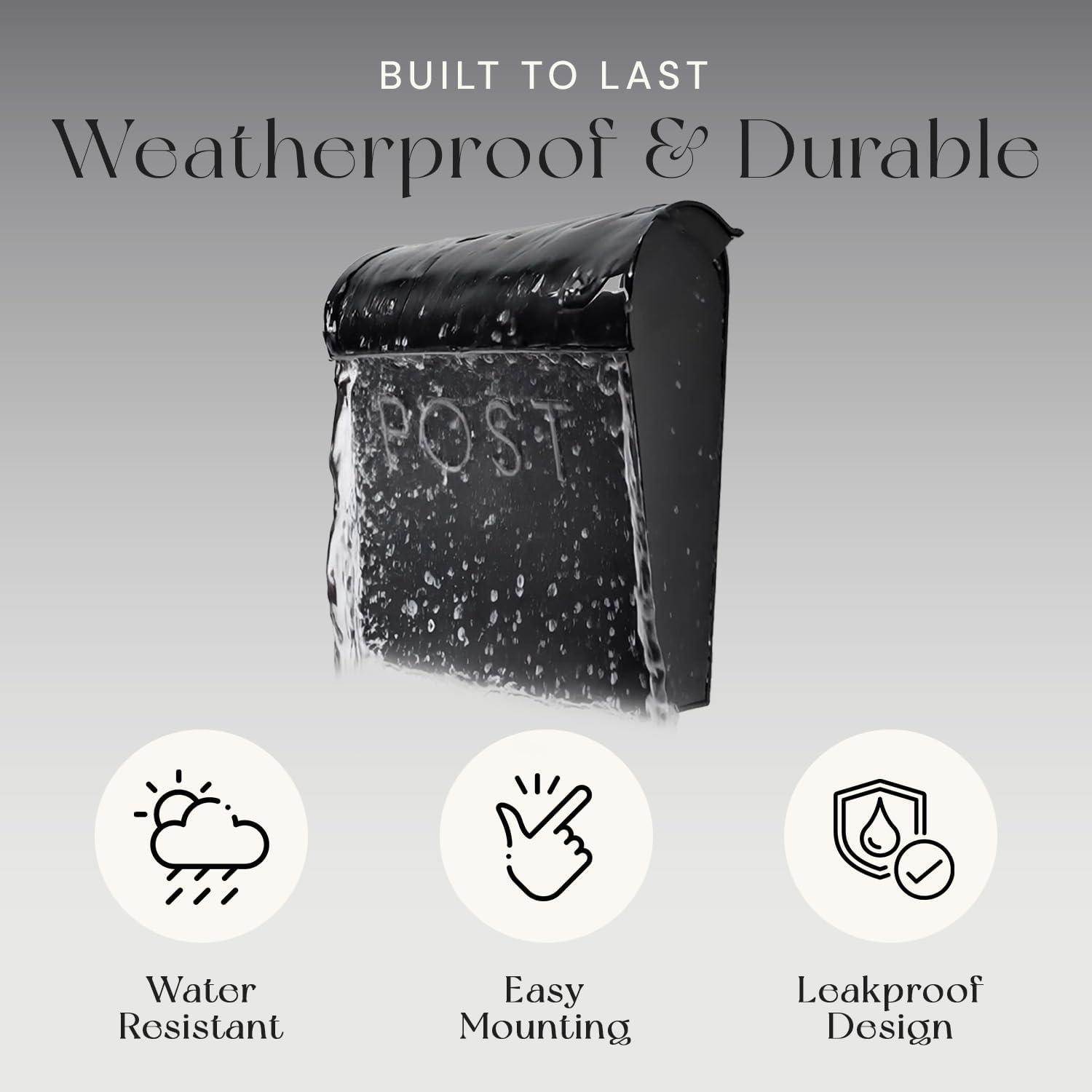 NACH Vicki Style Black Wall Mount Mailbox, Made from Heavy Duty Galvanized Metal, Waterproof & Rust-Resistant, Secure Mails & Package Storage, 12.5 x 11 x 4.5 Inches