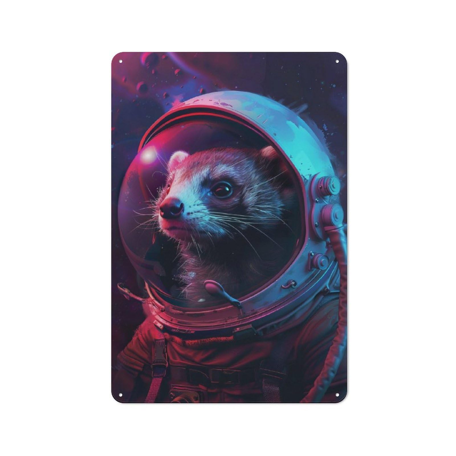 Junmoney Ferret Astronaut Vintage Metal Plaque 30X20cm For Dining Room Or Kitchen, For Dining Room Decor Fans