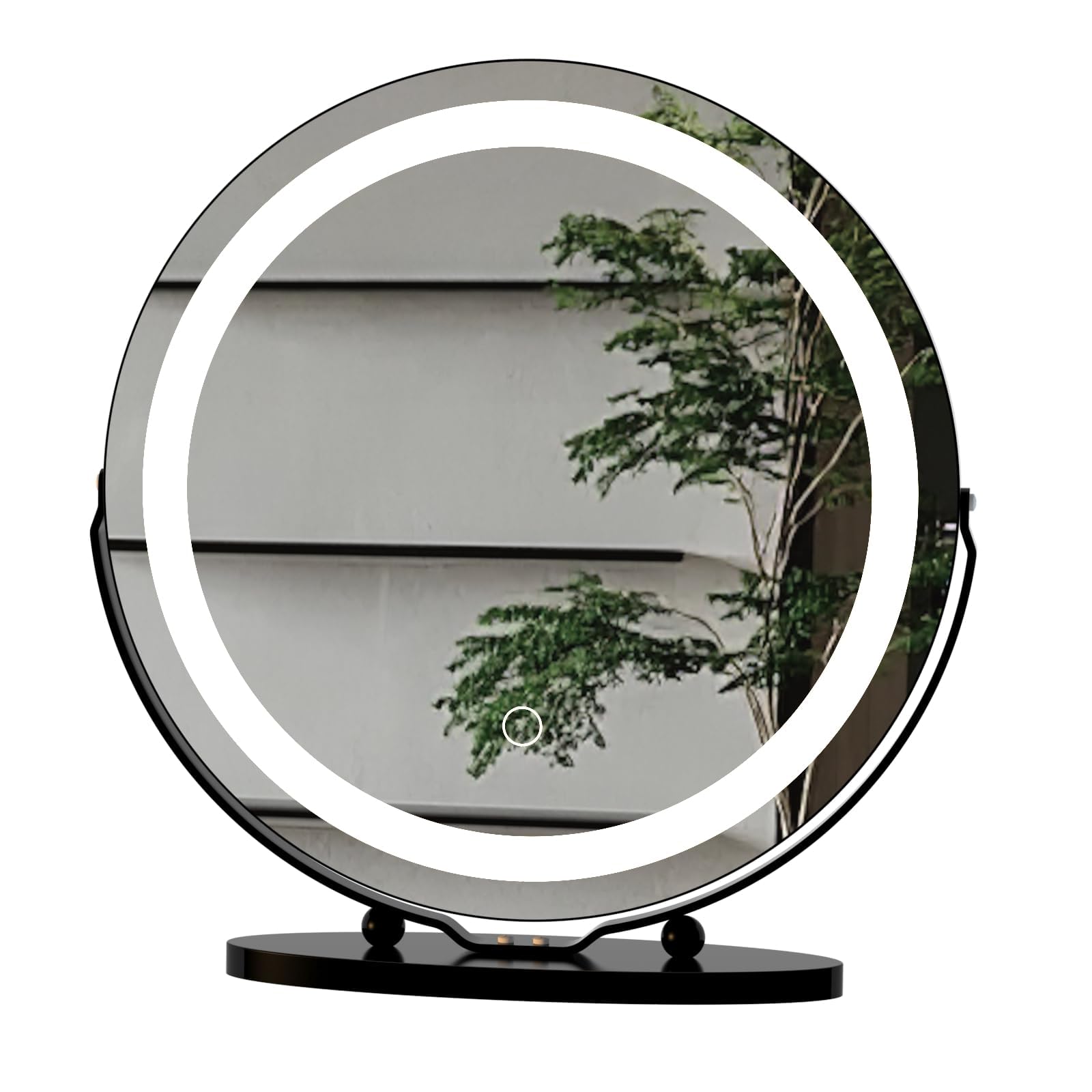 ROCOCEAN Smart Touch Makeup Mirror with 3-Color Dimmable LED Lights, 360° Rotating Design, Round Vanity Mirror for Dresser – Perfect for Makeup & Skincare