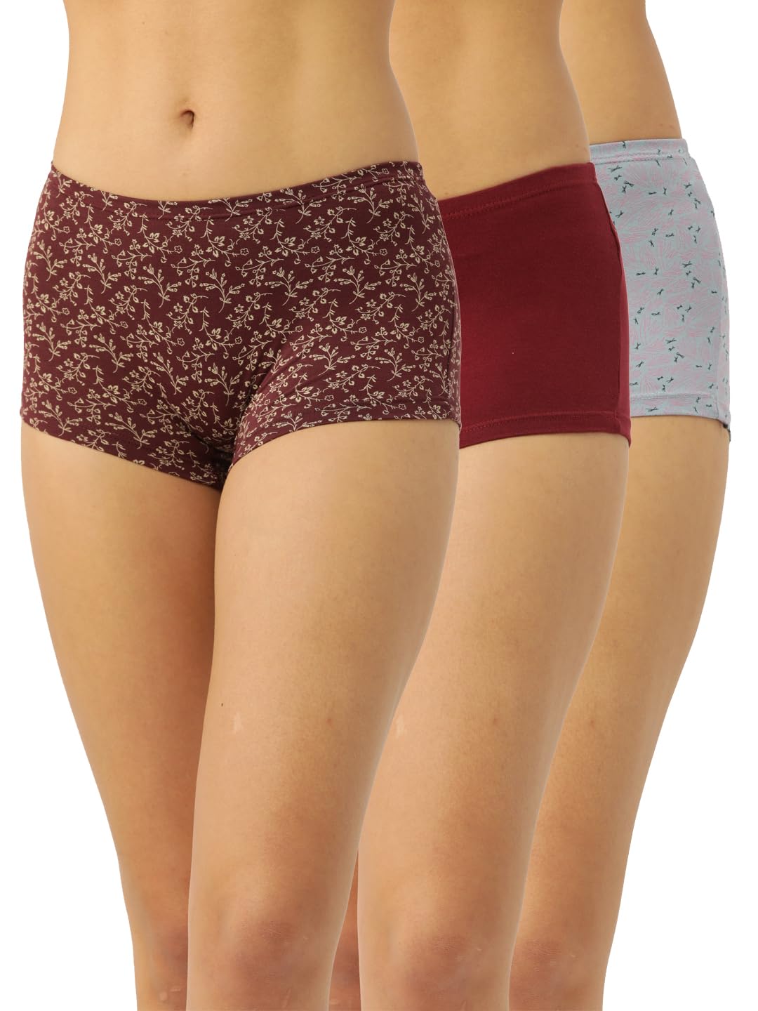 LEADING LADYWomen's Cotton Blend Boyshorts Regular Floral Briefs