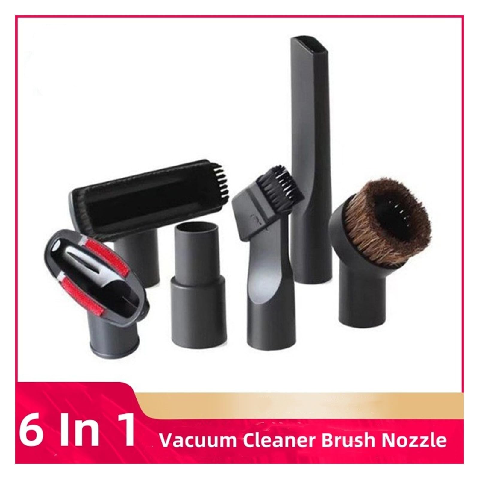 6-in-1 Universaler Staubsauger Bürsten Düsen Kit 32/35mm | 6-in-1-Universal-Staubsauger-Set inklusive Bürste, Düse, Fugendüse und Treppenwerkzeug. Passend for 32-mm-/35-mm-Schläuche.