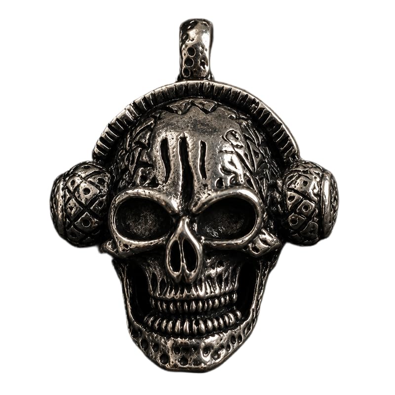 Stainless Steel Celtic Skull Pendant Charm, Gothic Skull Head Pendant, Viking Pirate Biker Jewelry, Antique Silver Tone Statement 44x30 mm. RR_CSP_0080-image-43