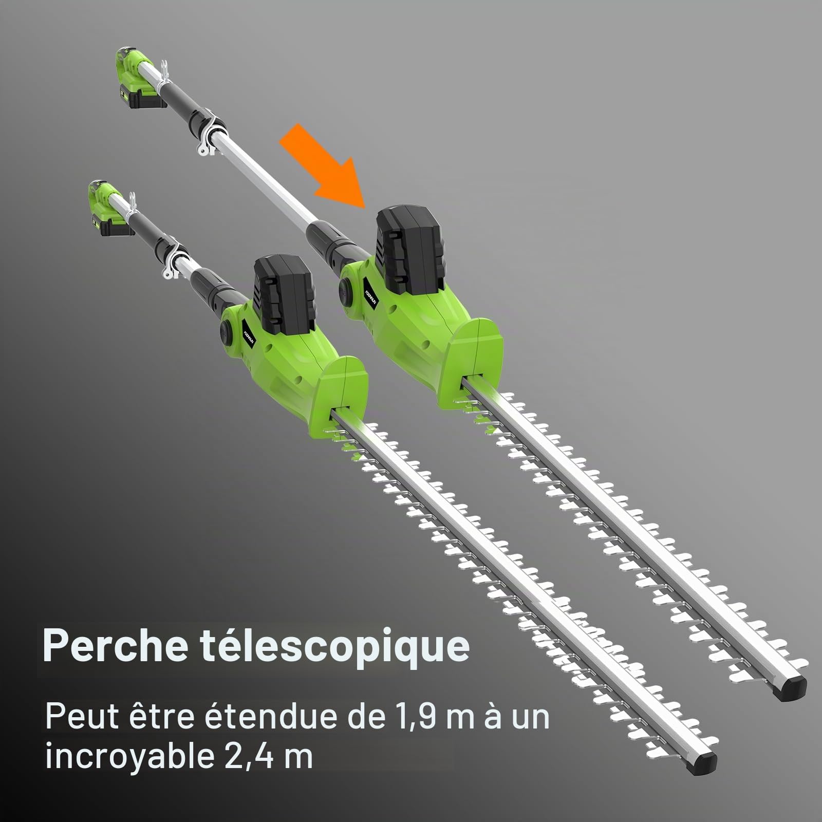 Taille Haie Télescopique Sans Fil, Taille-Haies Électrique Sans Fil 20V 2.0Ah, (Longueur: 41cm,Capacité: 16mm), Multifunktion Taille-Haies, Avec 1 Batterie Chargeur, Pole D'extension De Cutter