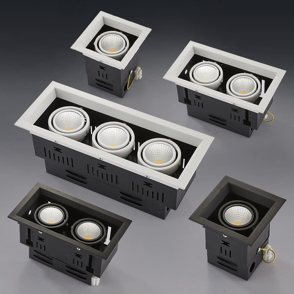 Faretti LED 14/24/40/60W Confezione da 7, faretto LED ad Angolo Regolabile - luci a Incasso a Doppia Testa CRI 90+, Luce Senza alloggiamento, 3 Colori selezionabili 3000K-5000,2 * 7w-3000k