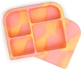 PrimaStella Snacktainer Silicone Bento Box - Leak-Proof Lunch Box for Kids and Adults (Sherbet)