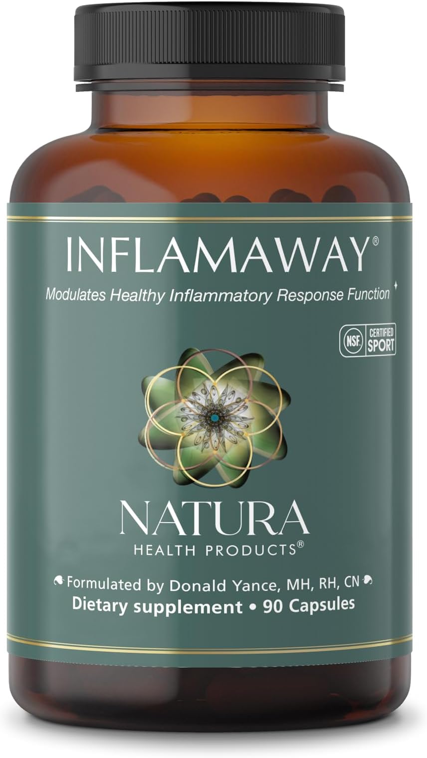 Natura Health Products InflamAway Supplement - Modulate a Healthy Inflammatory Response - Featuring Boswellia Serrata, Bromelain, Ginger, Black Pepper (BioPerine) and Chinese Skullcap (90 Capsules)