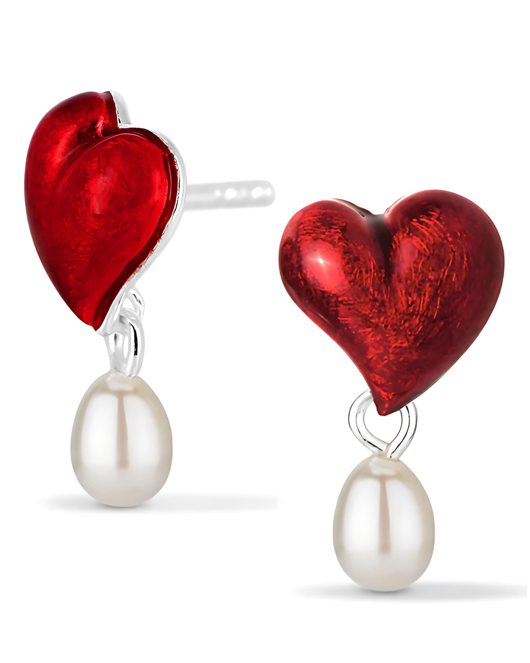 Heartbreaker "Crown of my Heart" Ohrringe Herz I Edler Schmuck aus 925 Sterling Silber & Süßwasserperle I Nickelfreie Ohrstecker inkl. Verpackung I In Goldschmiedequalität gefertigt I LD LP 24 RM