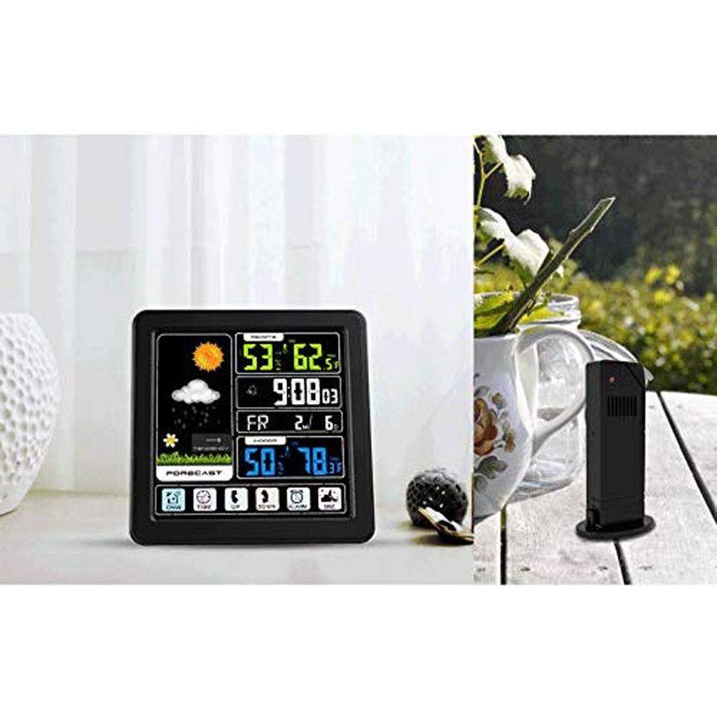 Room Thermometer - Touch Screen Home Indoor and Outdoor Temperature and Humidity Meter Weather Forecast(D)
