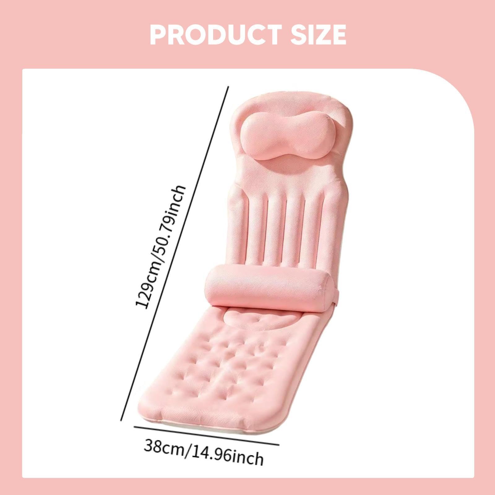 Almohada Baño Cuerpo Completo Almohadilla Bañera Cojín SPA con Ventosas Material Mesh Diseño Ergonómico Suave Antideslizante Adecuada para Ad, Rosa, Individual