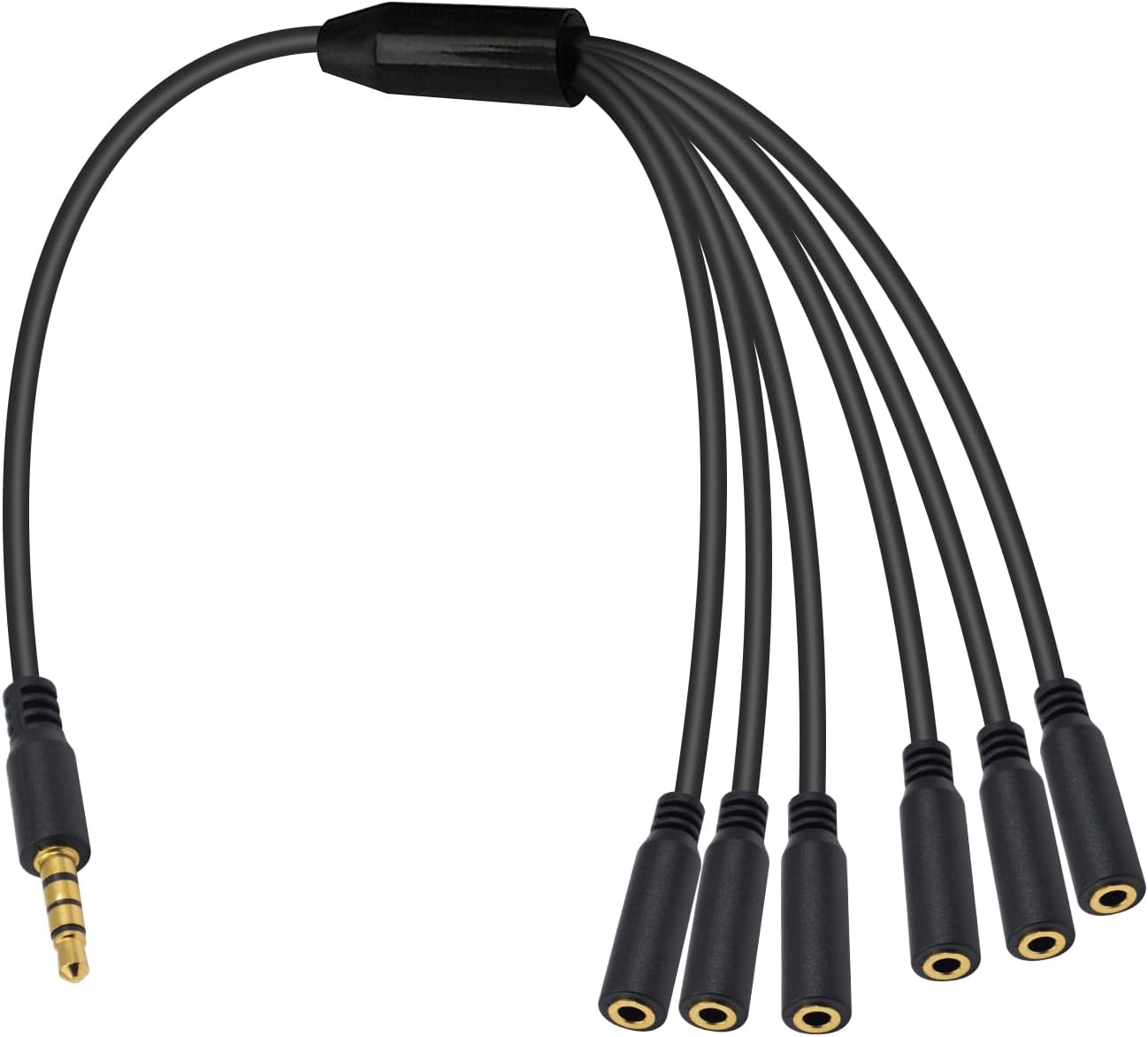 Poyiccot 3.5mm Headphone Splitter, 3.5mm Splitter 1 to 6 Ways 1/8inch TRRS Male to 6 Female Audio Headphone Cord for Earphone, Headset, Laptop, Phone, 1.5ft