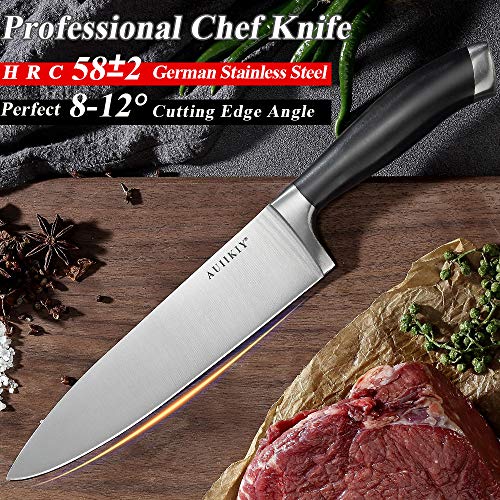 AUIIKIY Professional Chef Knife 8 Inch Forged, Ultra Sharp kitchen knife made of German High Carbon Stainless Steel,chef's knife with Ergonomic Handle