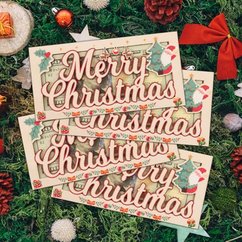 Christmas Money Holder for Cash Gifts 4Pcs - Wooden Christmas Money Holders for Cash - Xmas Decorations Gifts for Kids Women Men Friends Family3