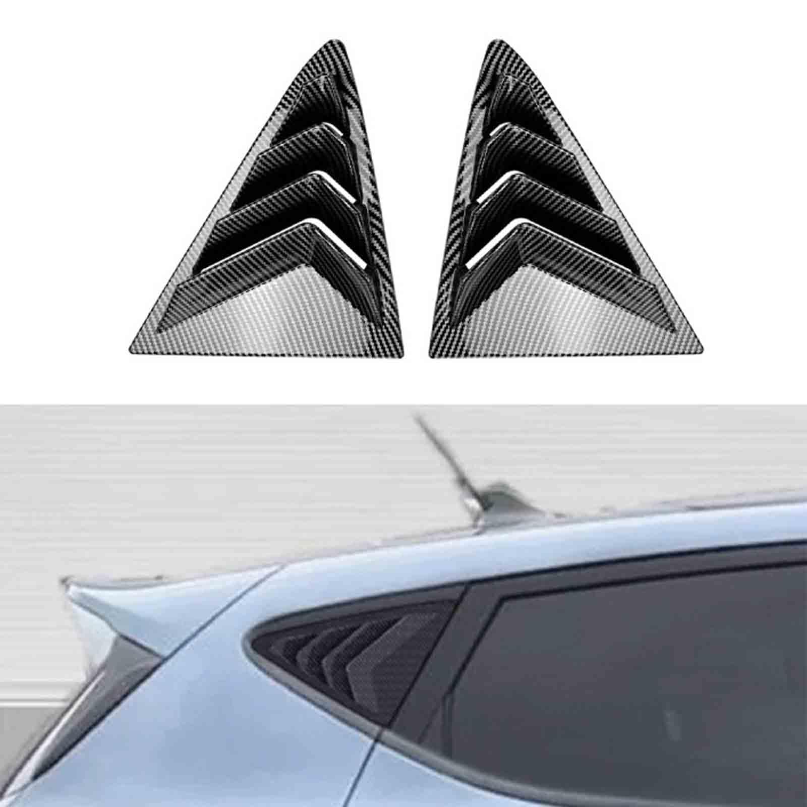 YPFYBHD Rear Window Louver Shutter, Compatible with Ford Fiesta MK8 2018+, 2Pcs Triangle Blinds, Side Vent Panel Decoration Cover, Carbon Fiber Look