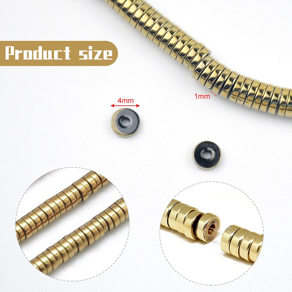 Craftdady 100 Perline Distanziali Piatte In Metallo Dorato - 6mm, Foro 2mm - Heishi Per Gioielli Fai Da Te - 2