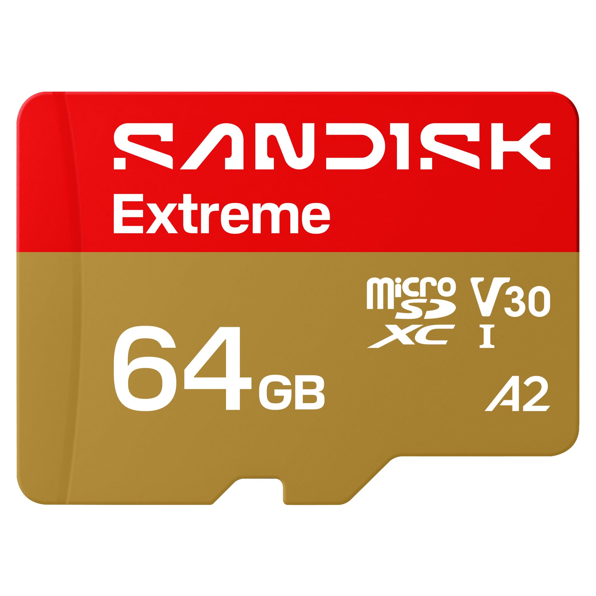 SANDISK Extreme microSDXC 64 GB, UHS-I-Karte + SD Adapter (bis zu 170 MB/s Lesen und 80 MB/s Schreiben, 5,3K Video, C10, V30, U3, A2) Actionkameras, Drohnen, Android-Geräte