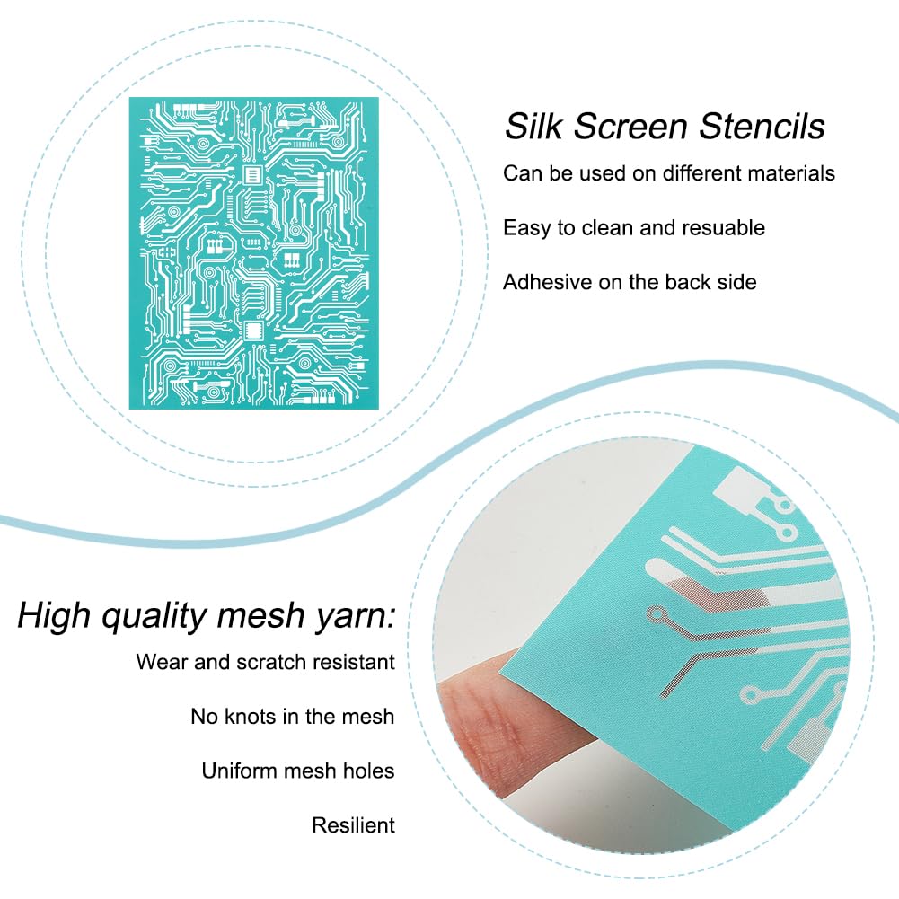 INFUNLY 2-Piece Circuit Board Stencil Set - 8.5x11 Inch Adhesive Stencils for Painting, Mesh Background, Wood Home Decor - Image 4