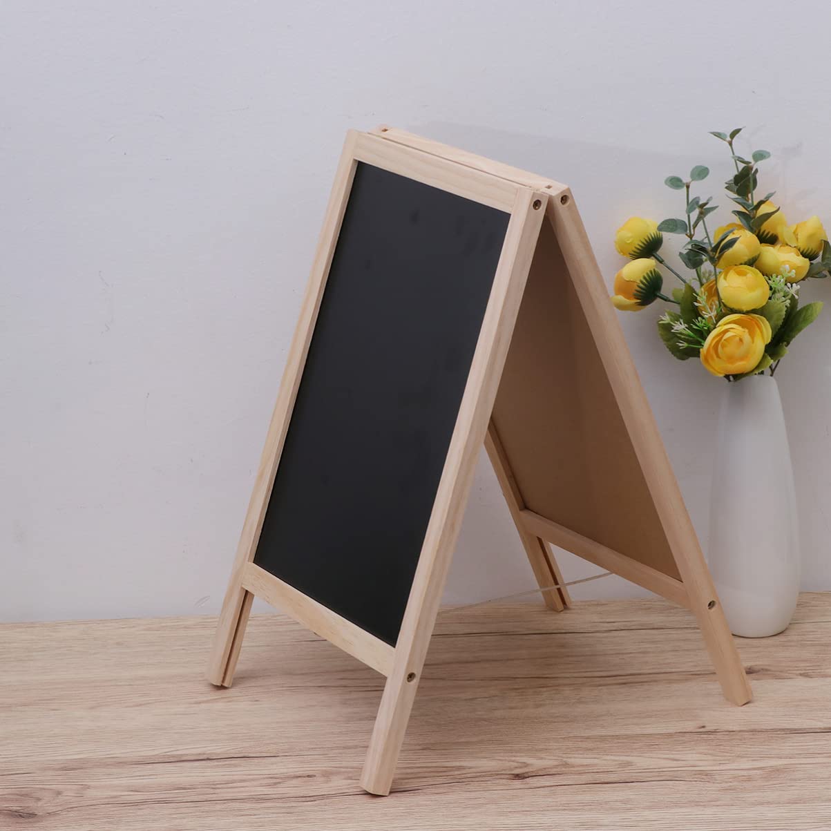 Chevalet Ardoise Double Face en Bois 25x40 Cm pour Garçon et Filles, Support Trépied Pratique, pour Marquage sur Comptoir de Bar Couleur Aléatoire