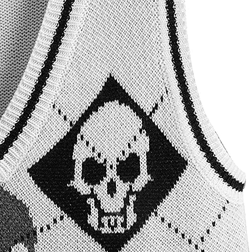 Image of jinghuiyue Women's Sleeveless Sweater Vest Halloween Skull Printed Knit Vest V Neck Crop Pullover Knitwear Tank Tops