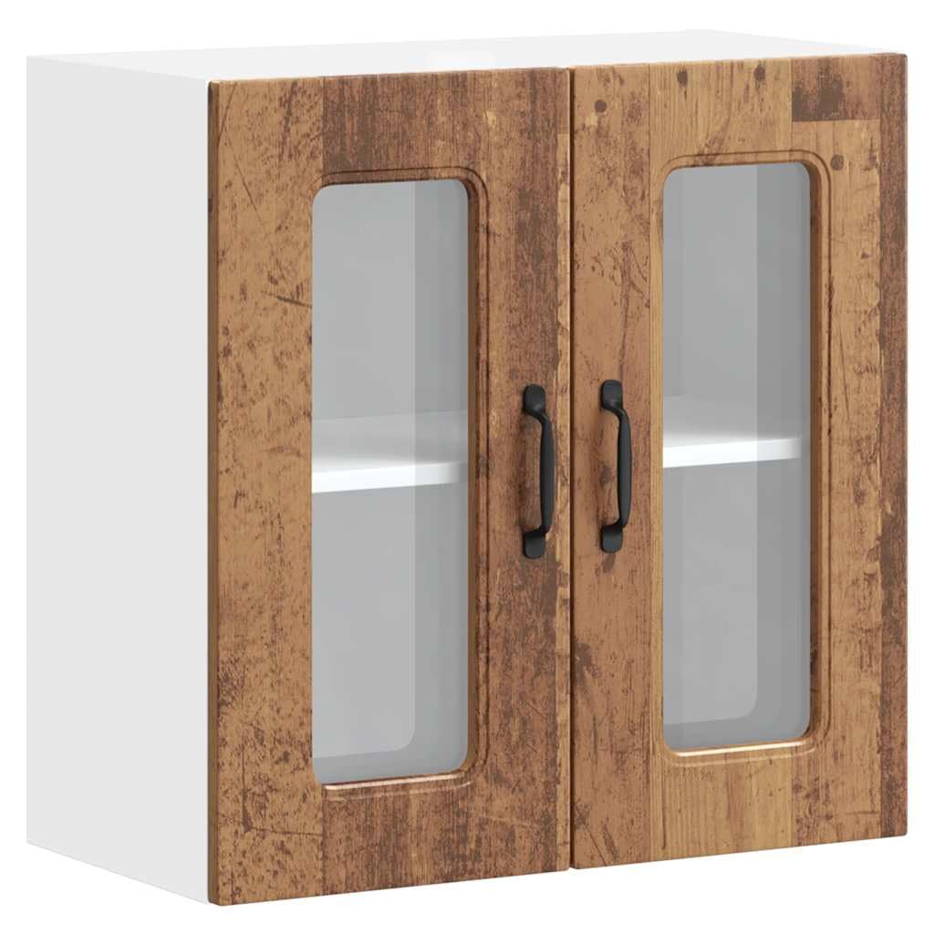 vidaXL Küchen-Hängeschrank mit Glastür Kalmar Altholz-Optik Holzwerkstoff